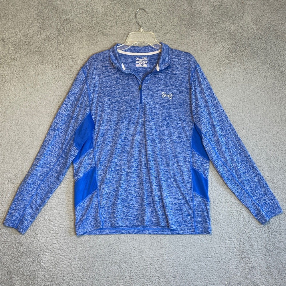 Under Armour Mens XL HeatGear Loose Fit Blue 1/4 Zip Pullover Top